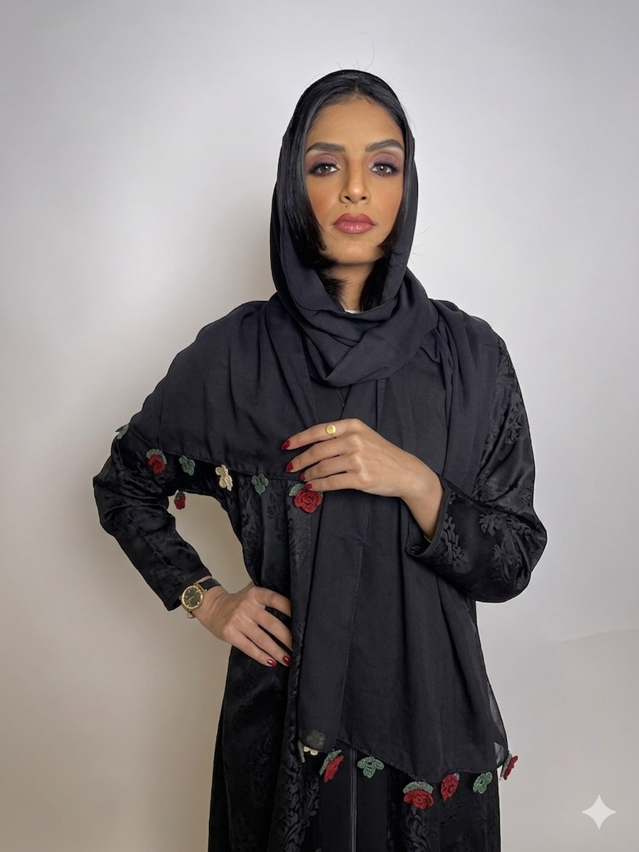 طرحه بوال اسود كروشية ملون